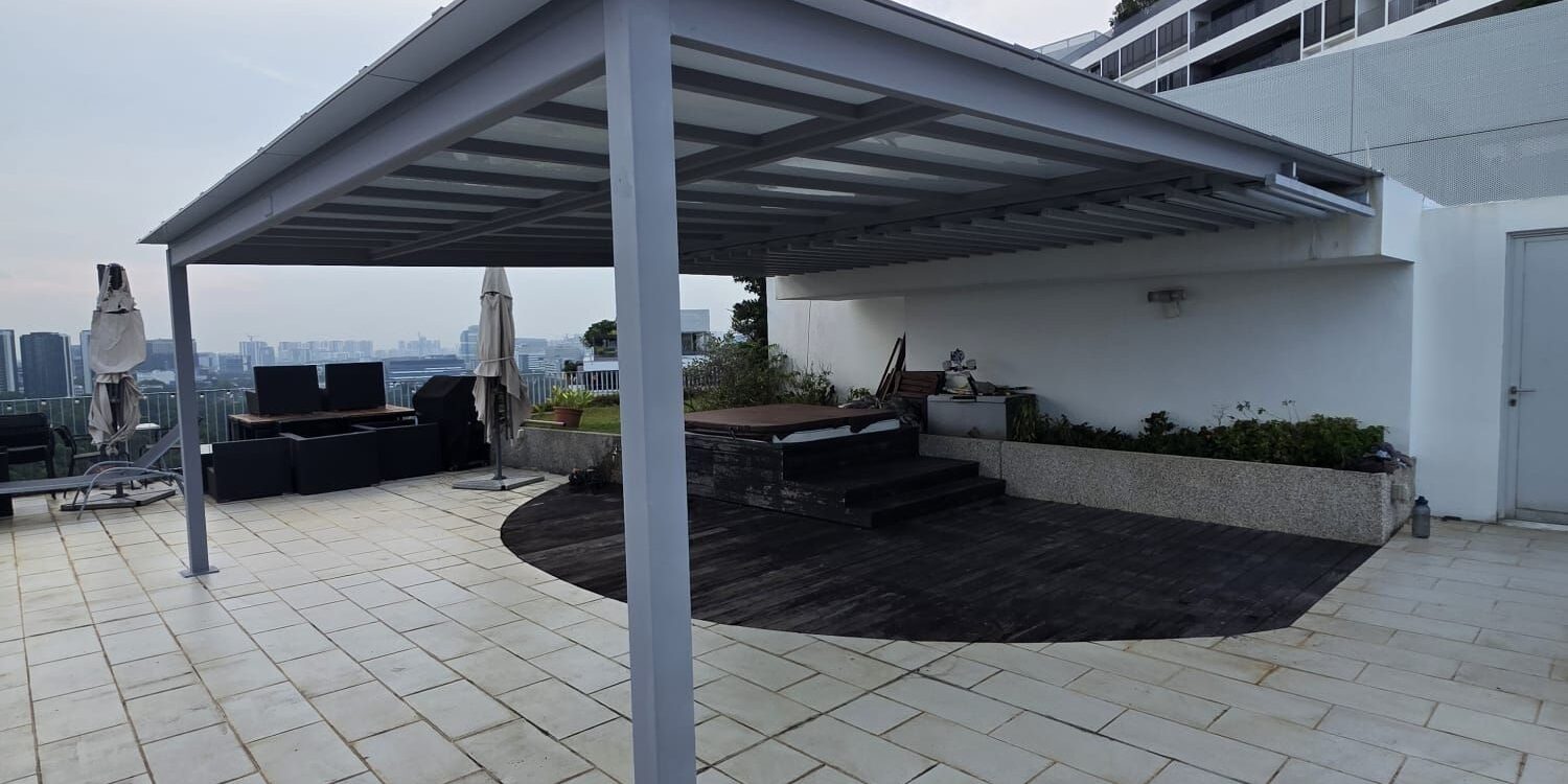 Premium aluminium composite roof installed by SG Sunshade Guru