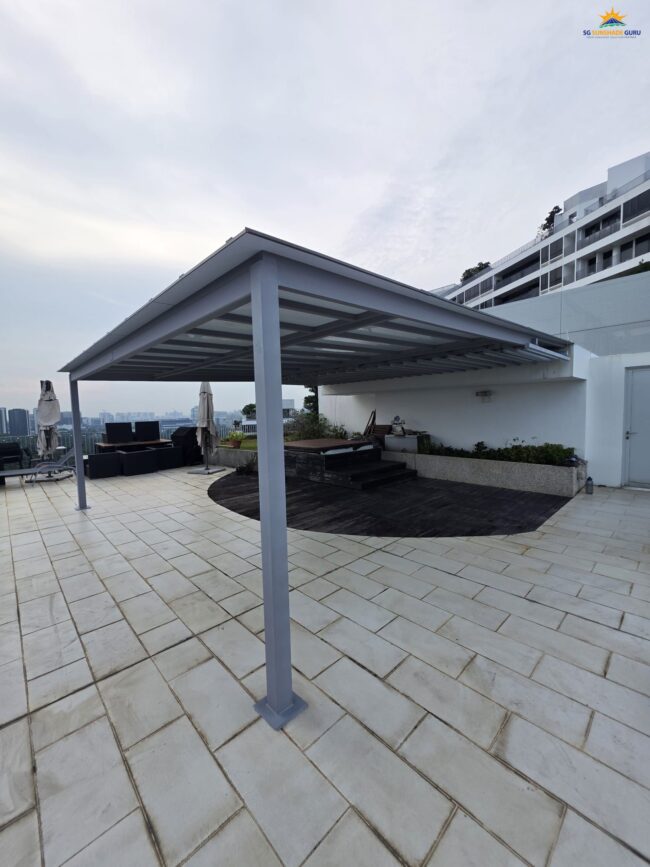 Premium aluminium composite roof installed by SG Sunshade Guru