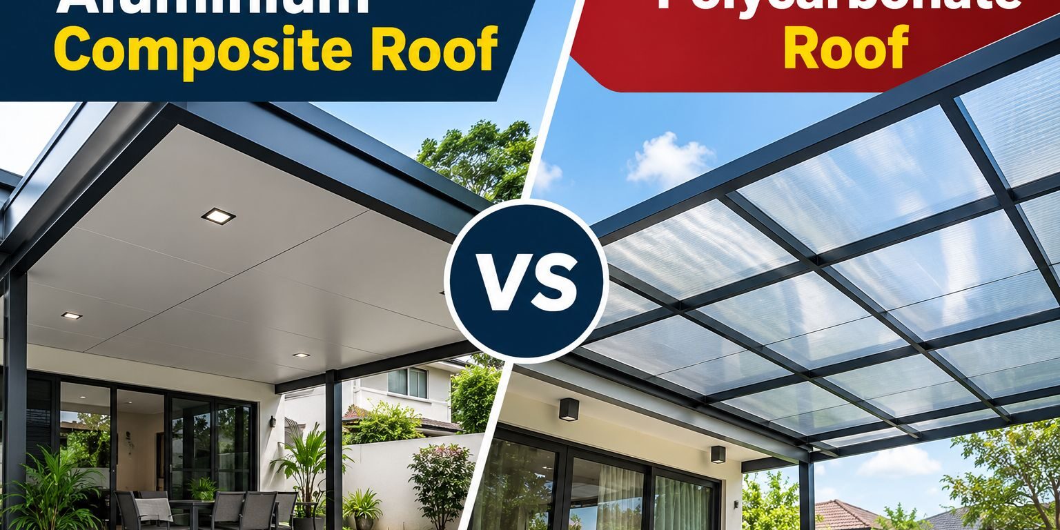 Aluminium composite roof vs polycarbonate roof comparison Aluminium composite roof vs polycarbonate roof comparison